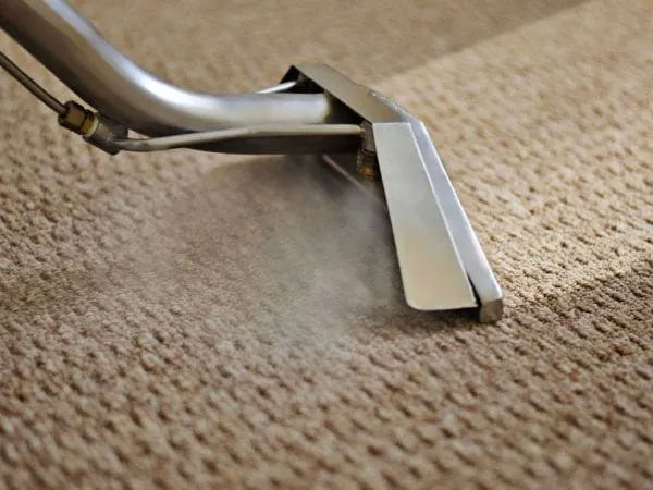 A carpet being professionally cleaned.