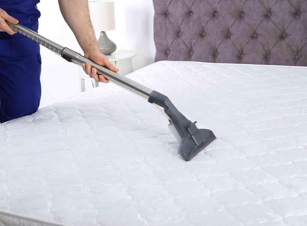 A mattress being professionally cleaned.