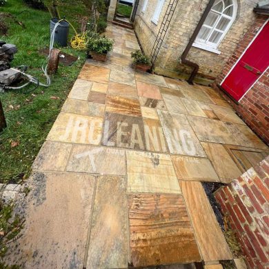 A patio cleaned by J R Cleaning.